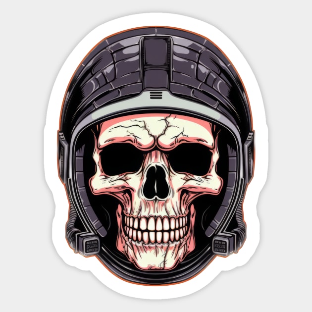 Skull with Helmet Sticker by Merchgard